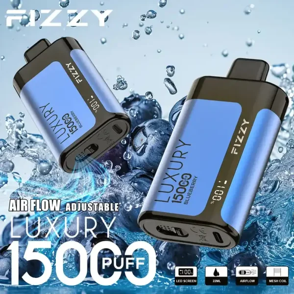 Fizzy Luxury 15K (15000) Puffs 22ML E-liquid Mesh Coil LCD Screen Adjustable Air Flow 15flavors 650mAh Rechargeable Battery 2% 5% Nicotine Disposable Vape 34 Fizzy Luxury 15K (15000) Puffs 22ML E-liquid Mesh Coil LCD Screen Adjustable Air Flow 15flavors 650mAh Rechargeable Battery 2% 5% Nicotine Disposable Vape