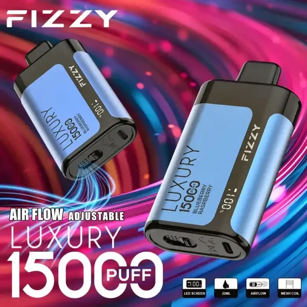 Fizzy Luxury 15K (15000) Puffs 22ML E-liquid Mesh Coil LCD Screen Adjustable Air Flow 15flavors 650mAh Rechargeable Battery 2% 5% Nicotine Disposable Vape 35 Fizzy Luxury 15K (15000) Puffs 22ML E-liquid Mesh Coil LCD Screen Adjustable Air Flow 15flavors 650mAh Rechargeable Battery 2% 5% Nicotine Disposable Vape