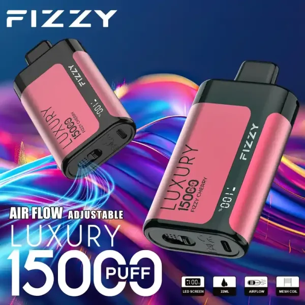 Fizzy Luxury 15K (15000) Puffs 22ML E-liquid Mesh Coil LCD Screen Adjustable Air Flow 15flavors 650mAh Rechargeable Battery 2% 5% Nicotine Disposable Vape 36 Fizzy Luxury 15K (15000) Puffs 22ML E-liquid Mesh Coil LCD Screen Adjustable Air Flow 15flavors 650mAh Rechargeable Battery 2% 5% Nicotine Disposable Vape