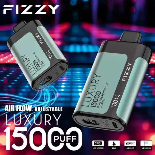 Fizzy Luxury 15K (15000) Puffs 22ML E-liquid Mesh Coil LCD Screen Adjustable Air Flow 15flavors 650mAh Rechargeable Battery 2% 5% Nicotine Disposable Vape 38 Fizzy Luxury 15K (15000) Puffs 22ML E-liquid Mesh Coil LCD Screen Adjustable Air Flow 15flavors 650mAh Rechargeable Battery 2% 5% Nicotine Disposable Vape