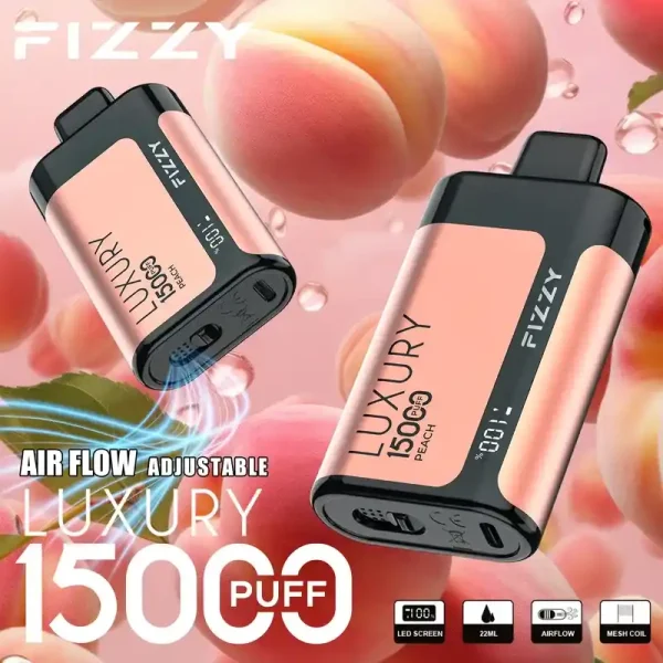 Fizzy Luxury 15K (15000) Puffs 22ML E-liquid Mesh Coil LCD Screen Adjustable Air Flow 15flavors 650mAh Rechargeable Battery 2% 5% Nicotine Disposable Vape 41 Fizzy Luxury 15K (15000) Puffs 22ML E-liquid Mesh Coil LCD Screen Adjustable Air Flow 15flavors 650mAh Rechargeable Battery 2% 5% Nicotine Disposable Vape