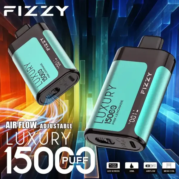 Fizzy Luxury 15K (15000) Puffs 22ML E-liquid Mesh Coil LCD Screen Adjustable Air Flow 15flavors 650mAh Rechargeable Battery 2% 5% Nicotine Disposable Vape 42 Fizzy Luxury 15K (15000) Puffs 22ML E-liquid Mesh Coil LCD Screen Adjustable Air Flow 15flavors 650mAh Rechargeable Battery 2% 5% Nicotine Disposable Vape