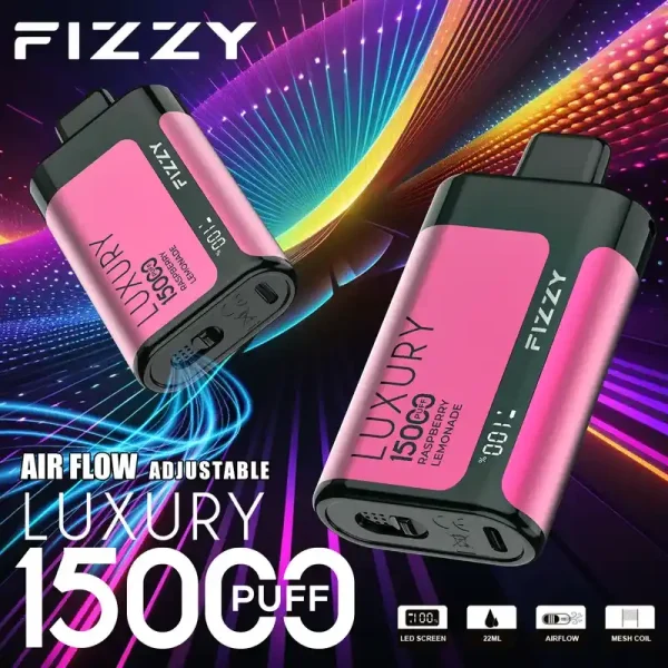 Fizzy Luxury 15K (15000) Puffs 22ML E-liquid Mesh Coil LCD Screen Adjustable Air Flow 15flavors 650mAh Rechargeable Battery 2% 5% Nicotine Disposable Vape 43 Fizzy Luxury 15K (15000) Puffs 22ML E-liquid Mesh Coil LCD Screen Adjustable Air Flow 15flavors 650mAh Rechargeable Battery 2% 5% Nicotine Disposable Vape