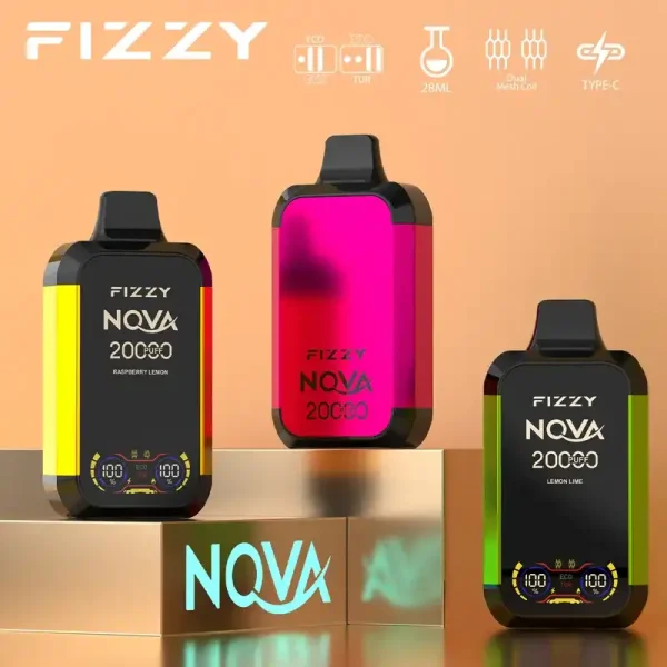 Fizzy Nova 20K (20000) Puffs Dual Mesh Coil 28ML E-liquid LCD Screen 15flavors 850mAh Rechargeable Battery 2% 5% Nicotine Disposable Vape 21 Fizzy Nova 20K (20000) Puffs Dual Mesh Coil 28ML E-liquid LCD Screen 15flavors 850mAh Rechargeable Battery 2% 5% Nicotine Disposable Vape