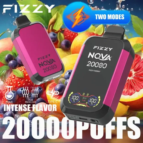 Fizzy Nova 20K (20000) Puffs Dual Mesh Coil 28ML E-liquid LCD Screen 15flavors 850mAh Rechargeable Battery 2% 5% Nicotine Disposable Vape 22 Fizzy Nova 20K (20000) Puffs Dual Mesh Coil 28ML E-liquid LCD Screen 15flavors 850mAh Rechargeable Battery 2% 5% Nicotine Disposable Vape
