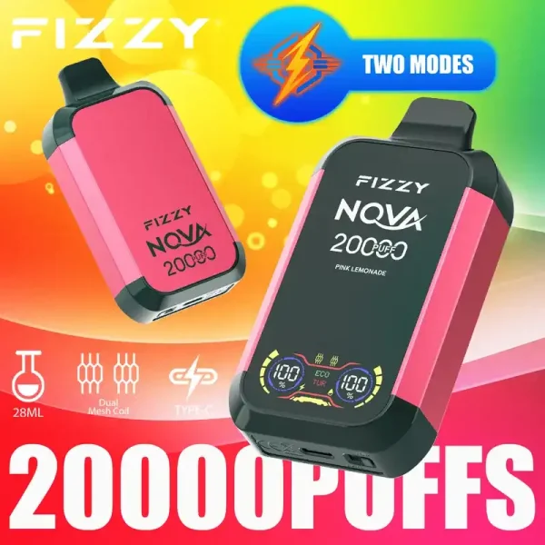 Fizzy Nova 20K (20000) Puffs Dual Mesh Coil 28ML E-liquid LCD Screen 15flavors 850mAh Rechargeable Battery 2% 5% Nicotine Disposable Vape 26 Fizzy Nova 20K (20000) Puffs Dual Mesh Coil 28ML E-liquid LCD Screen 15flavors 850mAh Rechargeable Battery 2% 5% Nicotine Disposable Vape