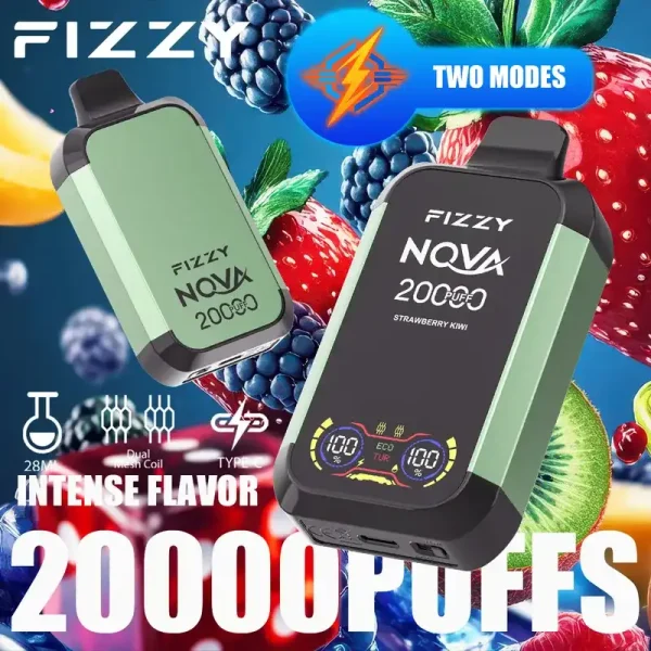 Fizzy Nova 20K (20000) Puffs Dual Mesh Coil 28ML E-liquid LCD Screen 15flavors 850mAh Rechargeable Battery 2% 5% Nicotine Disposable Vape 29 Fizzy Nova 20K (20000) Puffs Dual Mesh Coil 28ML E-liquid LCD Screen 15flavors 850mAh Rechargeable Battery 2% 5% Nicotine Disposable Vape