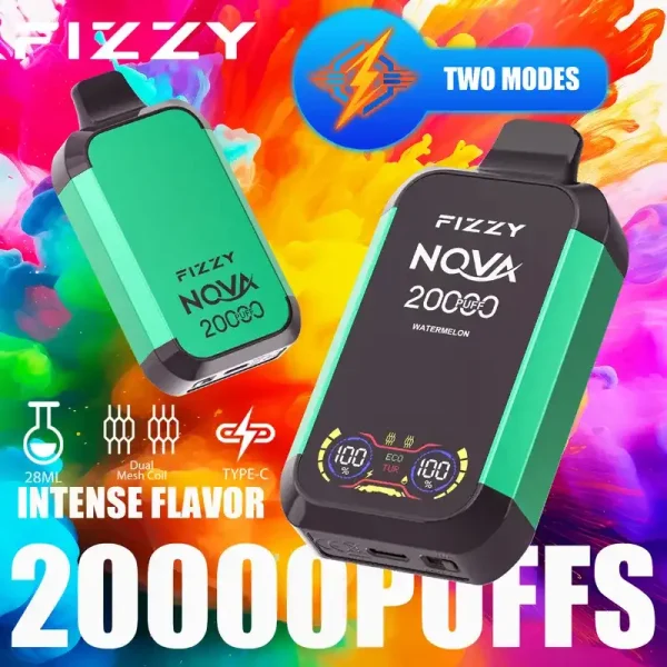 Fizzy Nova 20K (20000) Puffs Dual Mesh Coil 28ML E-liquid LCD Screen 15flavors 850mAh Rechargeable Battery 2% 5% Nicotine Disposable Vape 30 Fizzy Nova 20K (20000) Puffs Dual Mesh Coil 28ML E-liquid LCD Screen 15flavors 850mAh Rechargeable Battery 2% 5% Nicotine Disposable Vape
