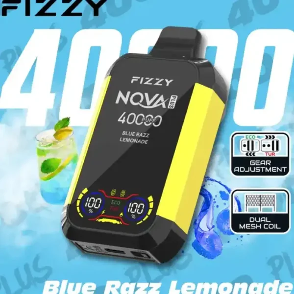 Fizzy Nova Plus 40K (40000) Puffs LCD Display 40ml E-liquid 850 mAh Battery 2% 5% Nicotine 12 Flavors Disposable Vape 37 Fizzy-Nova-Plus-40K-40000-Puffs-Disposable-Vape