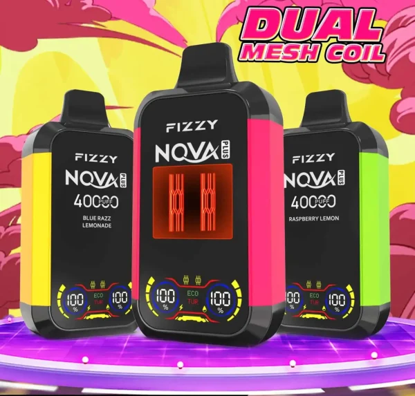 Fizzy Nova Plus 40K (40000) Puffs LCD Display 40ml E-liquid 850 mAh Battery 2% 5% Nicotine 12 Flavors Disposable Vape 27 Fizzy-Nova-Plus-40K-40000-Puffs-Disposable-Vape