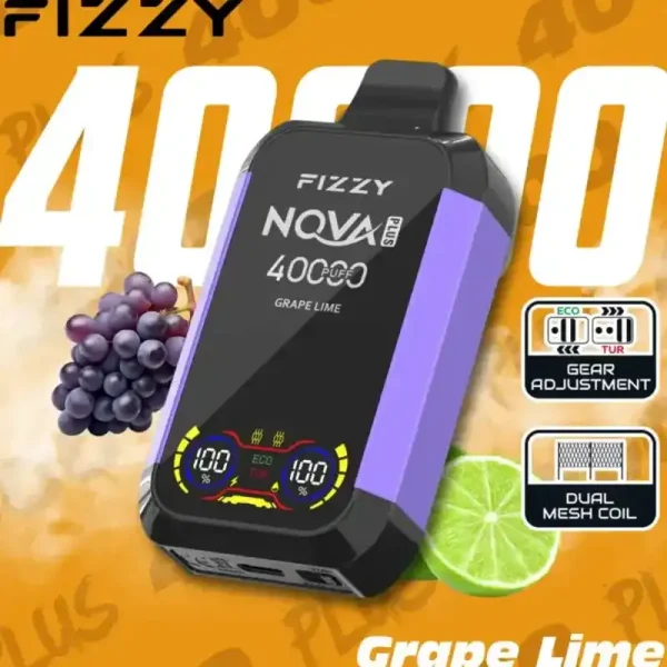 Fizzy Nova Plus 40K (40000) Puffs LCD Display 40ml E-liquid 850 mAh Battery 2% 5% Nicotine 12 Flavors Disposable Vape 36 Fizzy-Nova-Plus-40K-40000-Puffs-Disposable-Vape