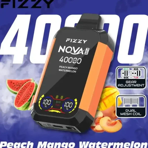 Fizzy Nova Plus 40K (40000) Puffs LCD Display 40ml E-liquid 850 mAh Battery 2% 5% Nicotine 12 Flavors Disposable Vape 33 Fizzy-Nova-Plus-40K-40000-Puffs-Disposable-Vape
