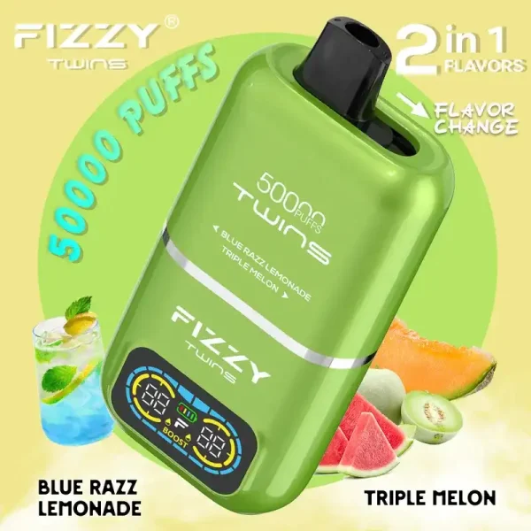 Fizzy Twins 50K (50000) Puffs Dual Flavors 50ML E-liquid Mesh Coil 850 mAh Battery 2% 5% Nicotine LCD Screen Disposable Vape 12 Fizzy Twins 50K (50000) Puffs Dual Flavors 50ML E-liquid Mesh Coil 850 mAh Battery 2% 5% Nicotine LCD Screen Disposable Vape – A New Era in Vaping Innovation