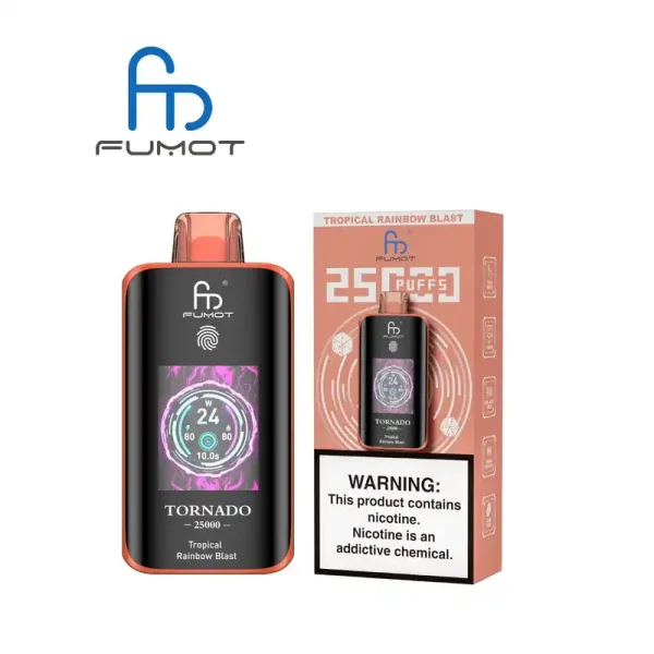 RandM Fumot Tornado 25K (25000) Puffs 3D Curved Screen 2% 5% Nicotine 700mAh Rechargeable Battery Touch Switch Disposable Vape 73 RandM Fumot Tornado 25K (25000) Puffs 3D Curved Screen 2% 5% Nicotine 700mAh Rechargeable Battery  Touch Switch Disposable Vape