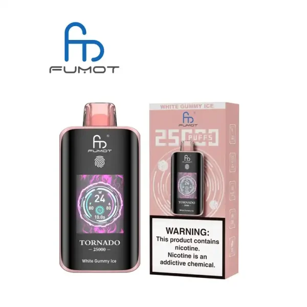 RandM Fumot Tornado 25K (25000) Puffs 3D Curved Screen 2% 5% Nicotine 700mAh Rechargeable Battery Touch Switch Disposable Vape 75 RandM Fumot Tornado 25K (25000) Puffs 3D Curved Screen 2% 5% Nicotine 700mAh Rechargeable Battery  Touch Switch Disposable Vape