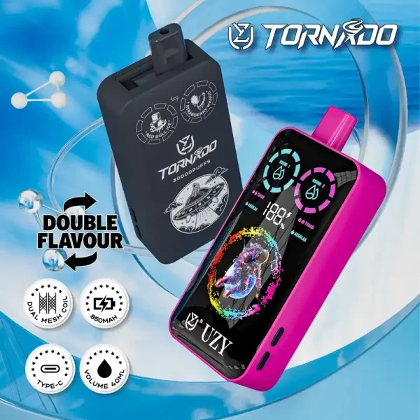 UZY Tornado 30K (30000) Puffs Dual Flavors Smart LCD Display 40mL E-liquid 2% 5% Nicotine 850mAh Battery Disposable Vape 23 UZY Tornado 30K (30000) Puffs Dual Flavors Smart LCD Display 40mL E-liquid 2% 5% Nicotine 850mAh Battery Disposable Vape