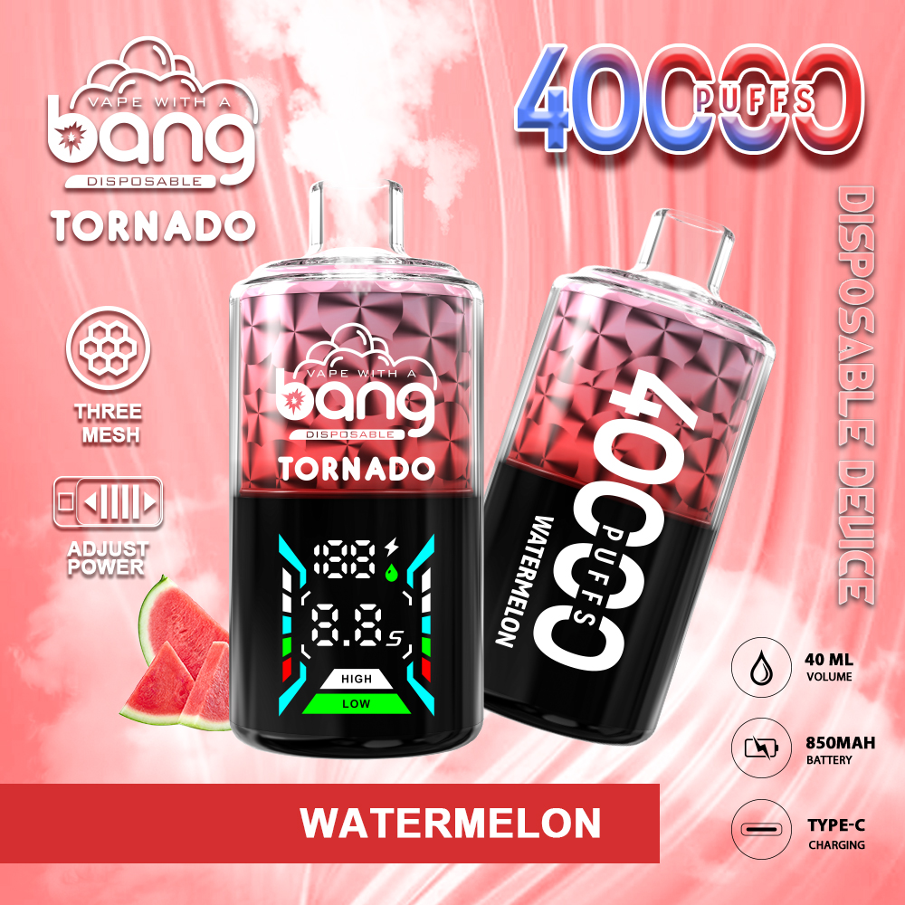 vape-store.cn Bang Tornado 40K(40000) Puffs Large Smoke DTL Smart LED Display 0% 2% 3% 5% Nicotine 40mL E-liquid Disposable Vape