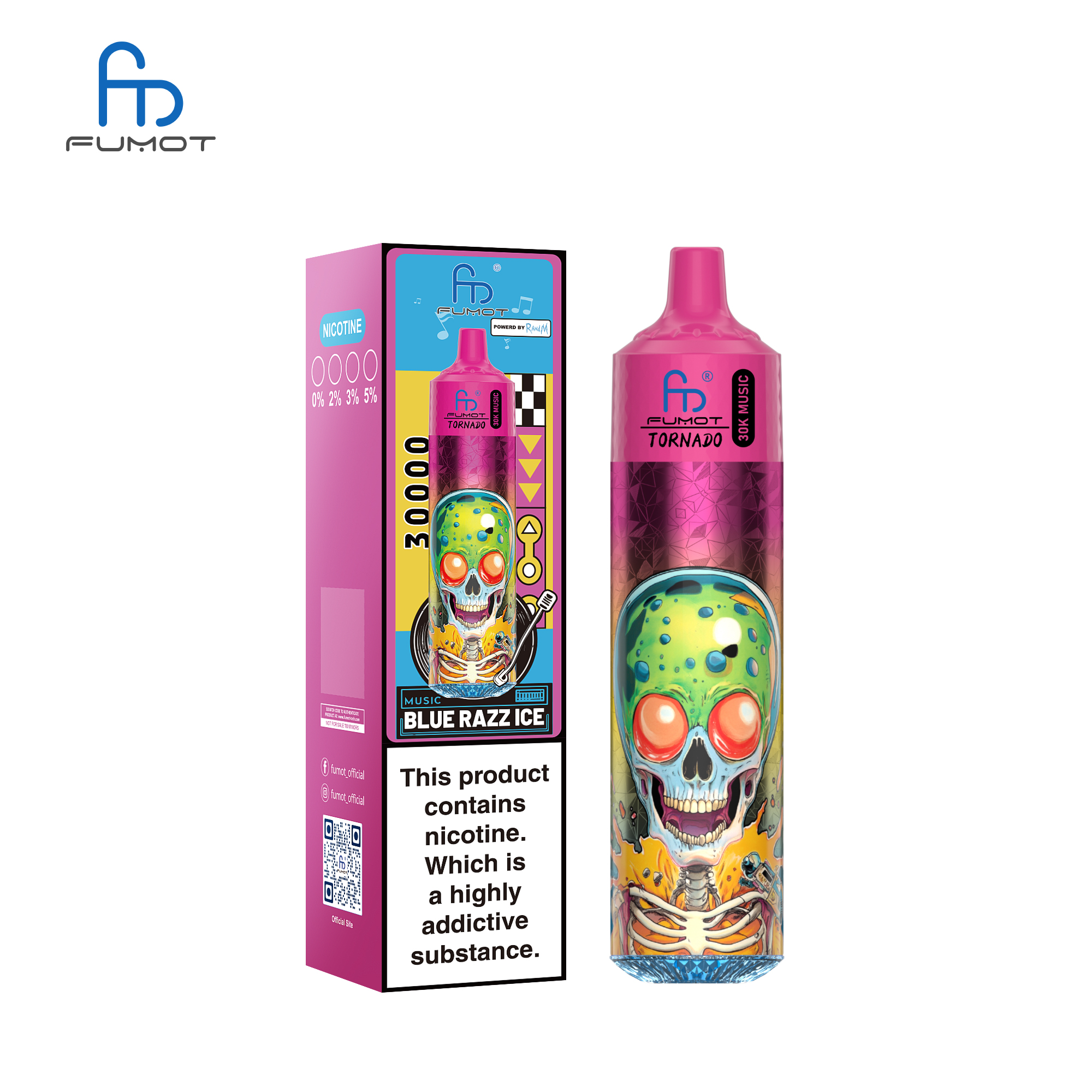 vape-store.cn RANDM Fumot Tornado 30K(300000) Puffs Music Lighting 2% 5% Nicotine Type-C Charging 30mL of E-liquid Disposable Vape
